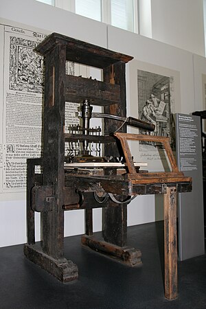 Printing press from 1811, photographed in Muni... Printing press from 1811, photographed in Muni...
